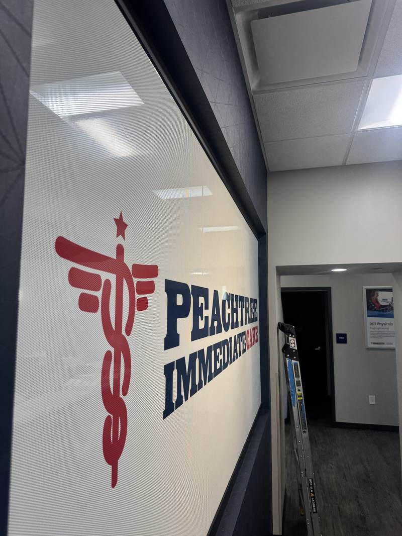 Interior window branding, medical clinic
