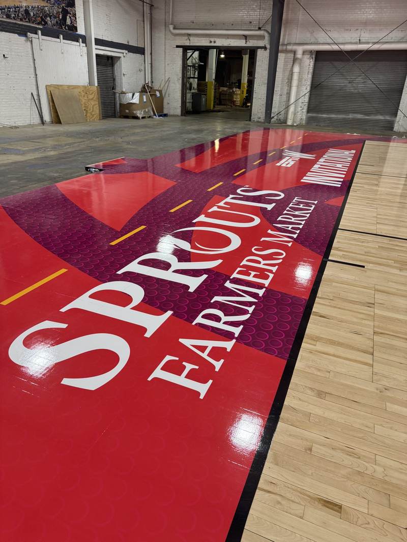 Hardwood court floor graphics