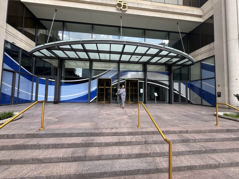Entrance canopy and column graphics