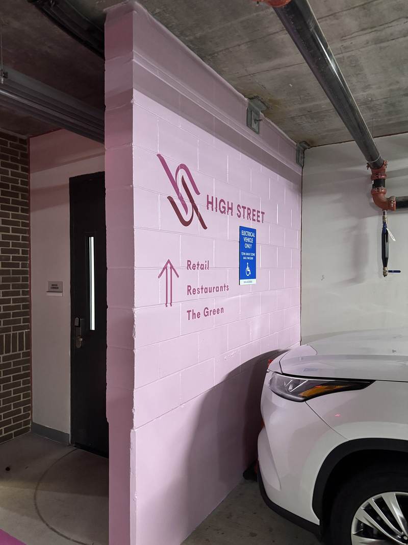 Wayfinding graphics, parking deck