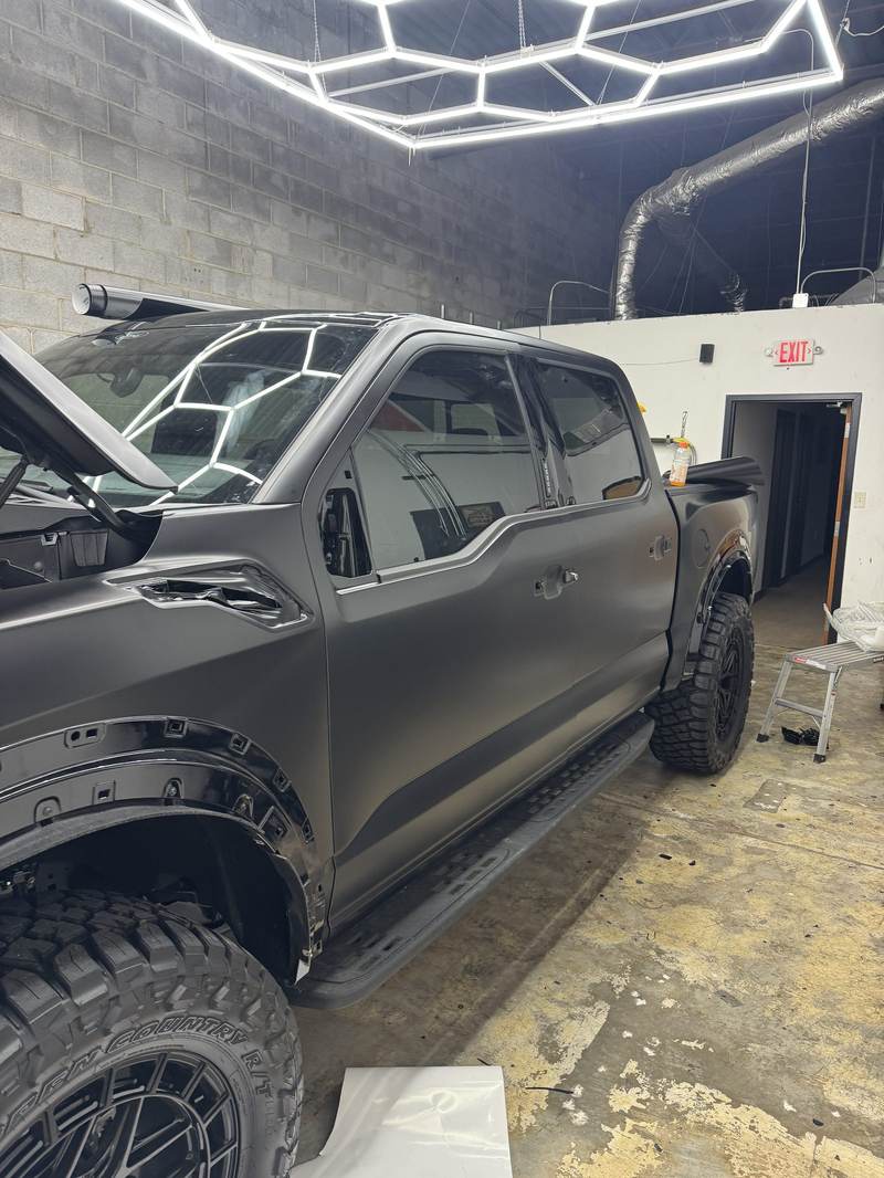 Matte color change, crew-cab pickup