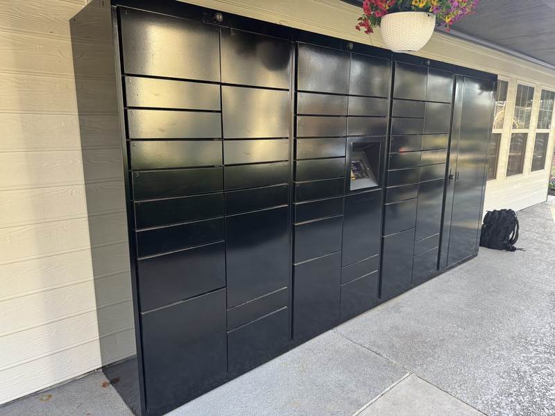Architectural finish film, parcel lockers