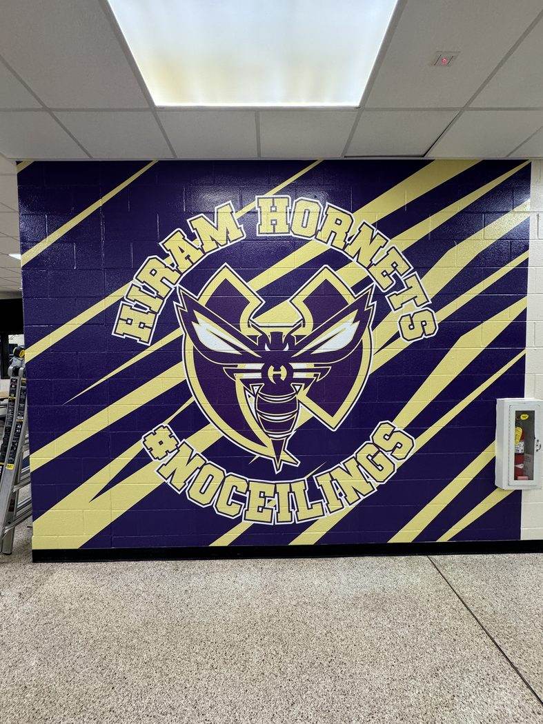 Painted-block gym mural wrap