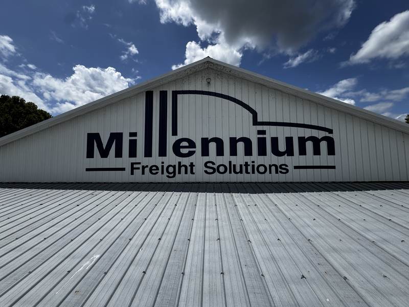 Building-front lettering, corrugated steel